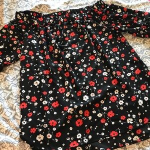 Michael Kors Off Shoulder Flowy Floral Blouse